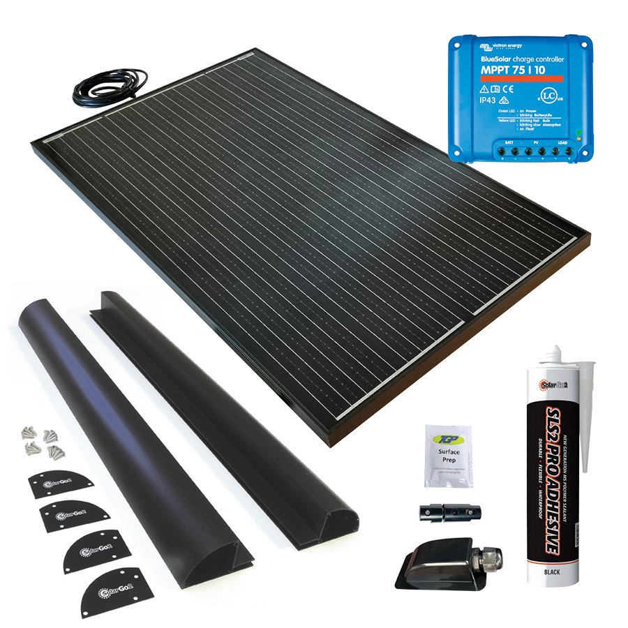 160W Rigid Solar Panel Black Kit - SolarGo2