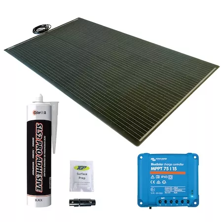 SolarGo2 200W Semi-Flexi Solar Panel Black Rear Exit Kit